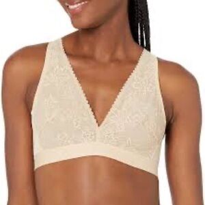 NWT Bali Comfort Revolution Lace Plunge Wirefree‎ Bralette XL Ivory